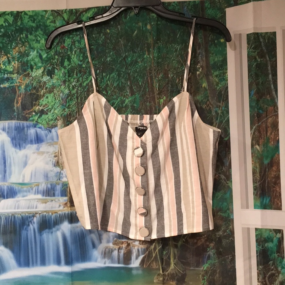 NWT - Express Linen Multi Stripe Crop Top